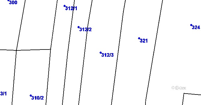 Parcela st. 312/3 v KÚ Kladeruby, Katastrální mapa
