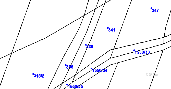 Parcela st. 339 v KÚ Kladeruby, Katastrální mapa