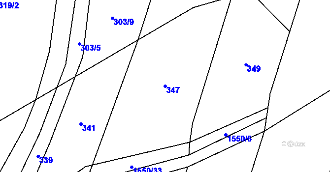 Parcela st. 347 v KÚ Kladeruby, Katastrální mapa