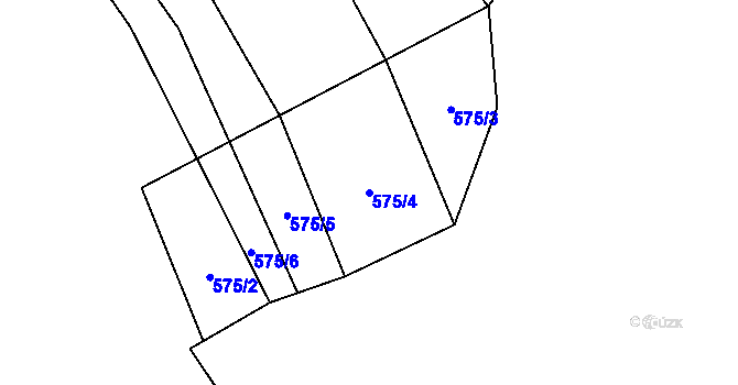 Parcela st. 575/4 v KÚ Kladeruby, Katastrální mapa