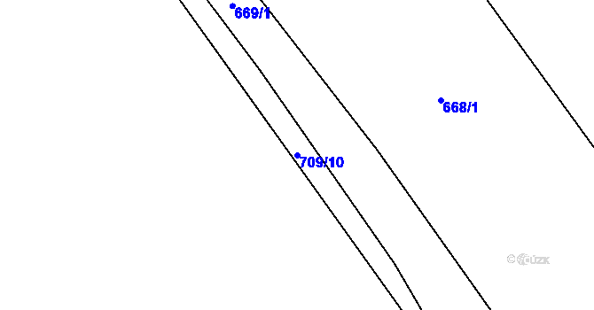 Parcela st. 709/10 v KÚ Kladeruby, Katastrální mapa