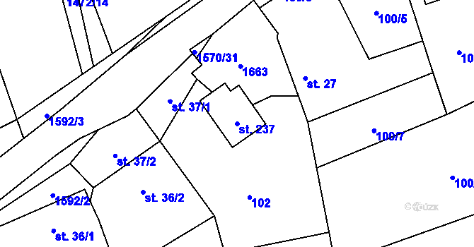 Parcela st. 237 v KÚ Kladeruby, Katastrální mapa