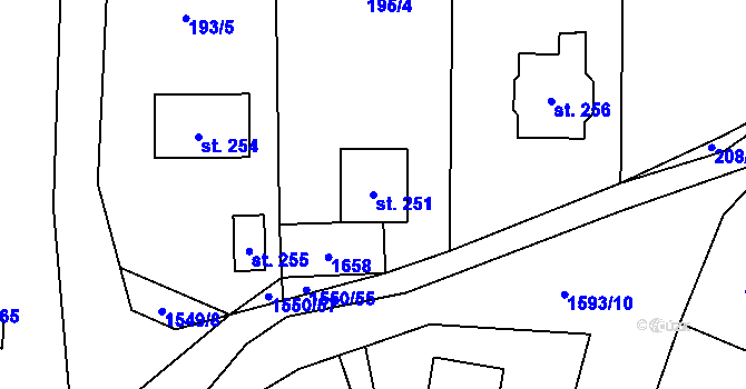 Parcela st. 251 v KÚ Kladeruby, Katastrální mapa