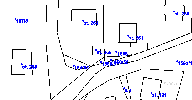 Parcela st. 255 v KÚ Kladeruby, Katastrální mapa