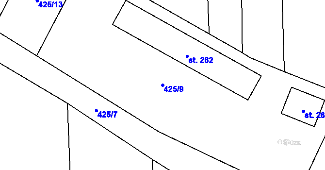 Parcela st. 425/9 v KÚ Kladeruby, Katastrální mapa