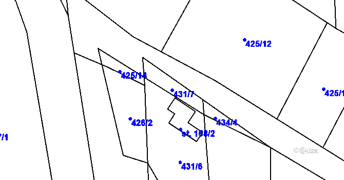 Parcela st. 431/7 v KÚ Kladeruby, Katastrální mapa