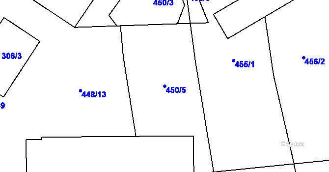 Parcela st. 450/5 v KÚ Kladeruby, Katastrální mapa