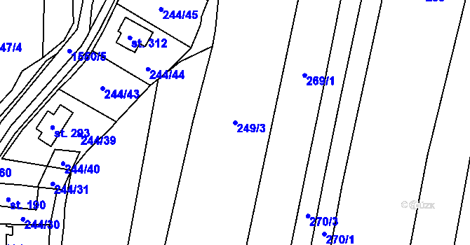 Parcela st. 249/3 v KÚ Kladeruby, Katastrální mapa