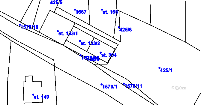 Parcela st. 304 v KÚ Kladeruby, Katastrální mapa