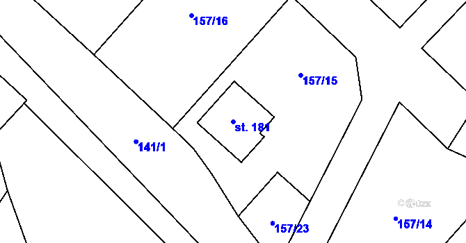 Parcela st. 181 v KÚ Kladeruby nad Oslavou, Katastrální mapa