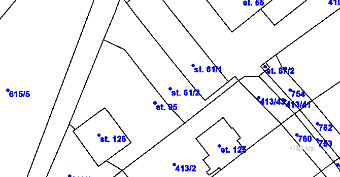 Parcela st. 61/2 v KÚ Kladeruby nad Oslavou, Katastrální mapa