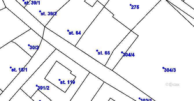 Parcela st. 65 v KÚ Kladeruby nad Oslavou, Katastrální mapa