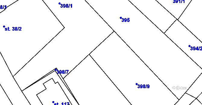 Parcela st. 396/2 v KÚ Kladeruby nad Oslavou, Katastrální mapa