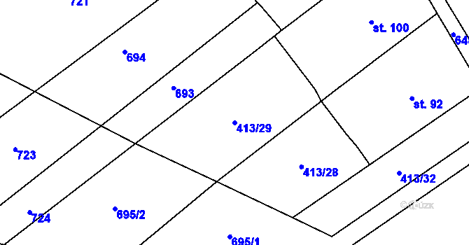 Parcela st. 413/29 v KÚ Kladeruby nad Oslavou, Katastrální mapa