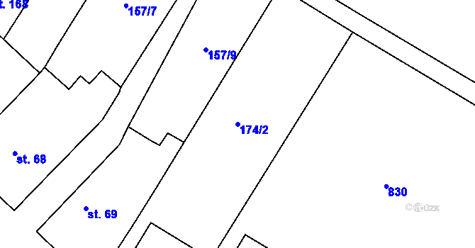 Parcela st. 174/2 v KÚ Kladeruby nad Oslavou, Katastrální mapa