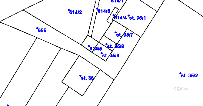 Parcela st. 35/9 v KÚ Kladeruby nad Oslavou, Katastrální mapa