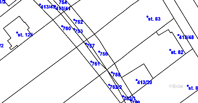 Parcela st. 756 v KÚ Kladeruby nad Oslavou, Katastrální mapa