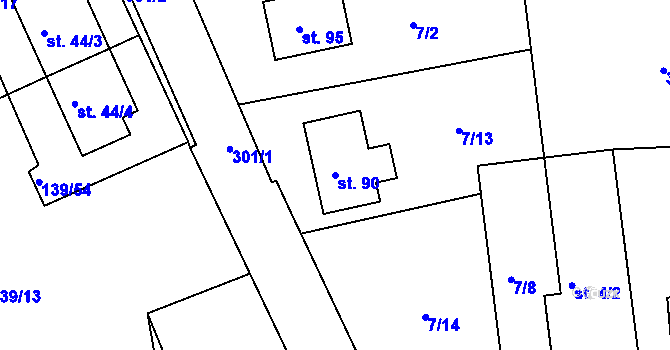 Parcela st. 90 v KÚ Kladina, Katastrální mapa