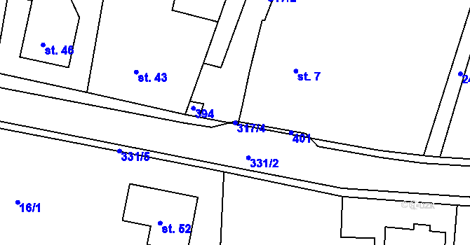 Parcela st. 317/4 v KÚ Kladina, Katastrální mapa