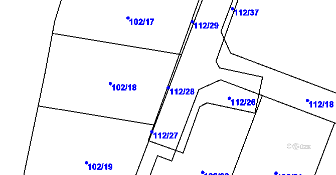 Parcela st. 112/28 v KÚ Kladina, Katastrální mapa