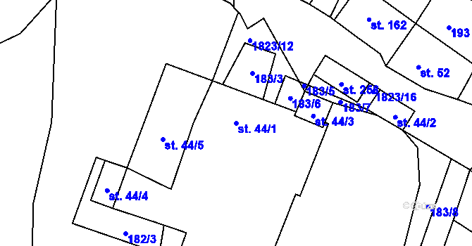 Parcela st. 44/1 v KÚ Kladky, Katastrální mapa