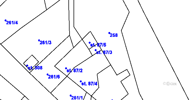 Parcela st. 87/3 v KÚ Kladky, Katastrální mapa
