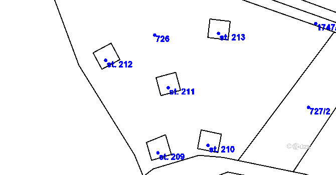 Parcela st. 211 v KÚ Kladky, Katastrální mapa