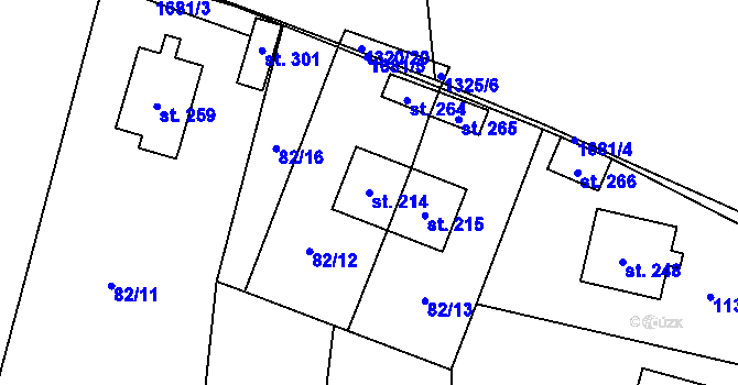 Parcela st. 214 v KÚ Kladky, Katastrální mapa