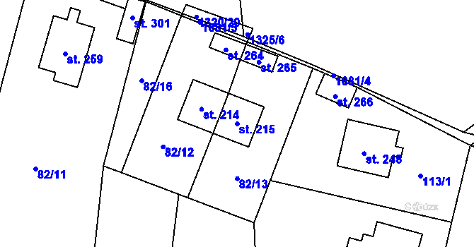 Parcela st. 215 v KÚ Kladky, Katastrální mapa
