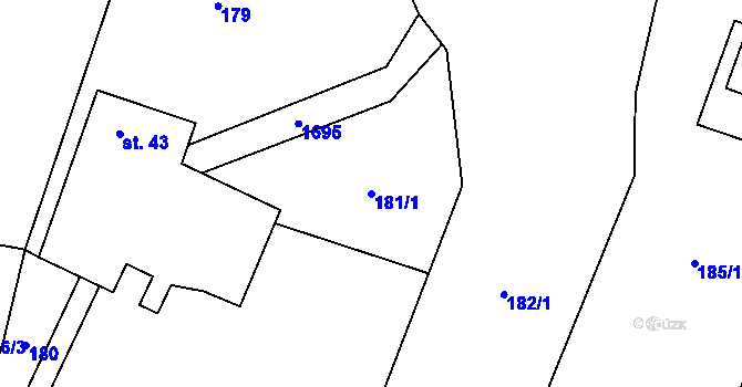 Parcela st. 181/1 v KÚ Kladky, Katastrální mapa