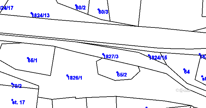 Parcela st. 1827/3 v KÚ Kladky, Katastrální mapa