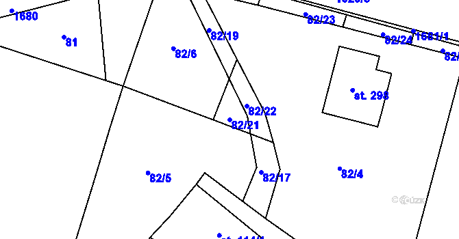 Parcela st. 82/21 v KÚ Kladky, Katastrální mapa