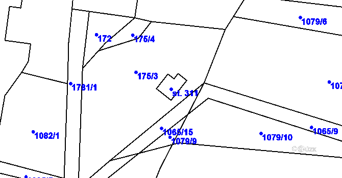 Parcela st. 311 v KÚ Kladky, Katastrální mapa