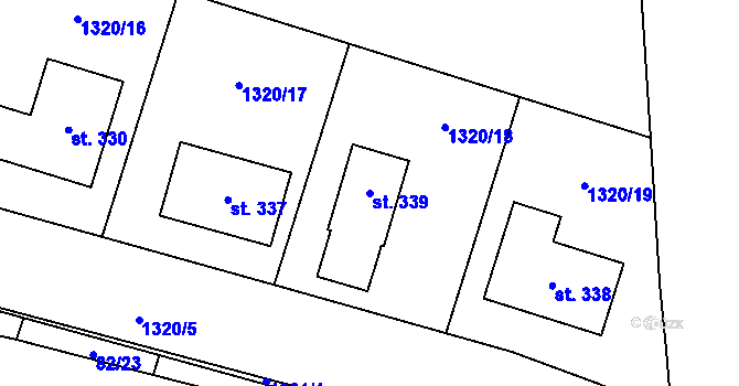 Parcela st. 339 v KÚ Kladky, Katastrální mapa