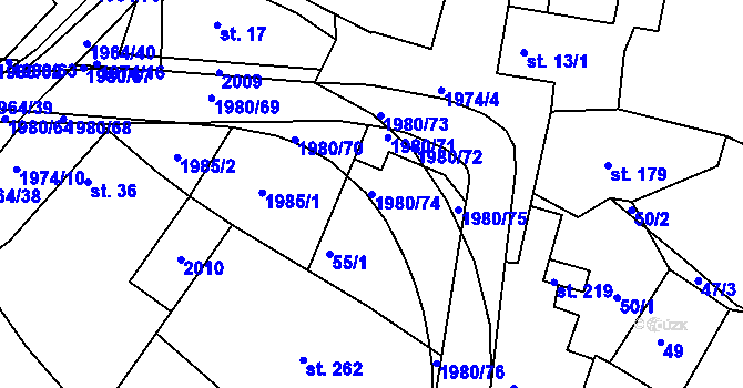 Parcela st. 1980/74 v KÚ Kladná Žilín, Katastrální mapa