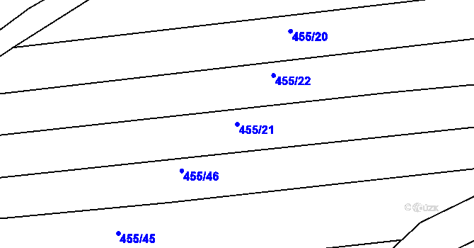 Parcela st. 455/21 v KÚ Kladná Žilín, Katastrální mapa