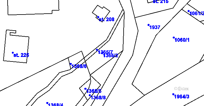 Parcela st. 1366/2 v KÚ Kladná Žilín, Katastrální mapa