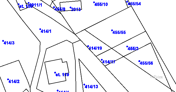 Parcela st. 414/19 v KÚ Kladná Žilín, Katastrální mapa