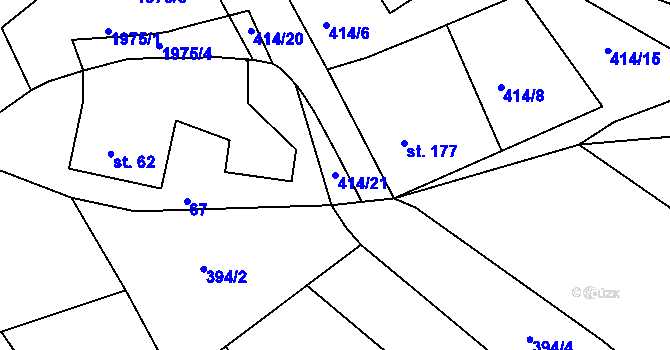 Parcela st. 414/21 v KÚ Kladná Žilín, Katastrální mapa