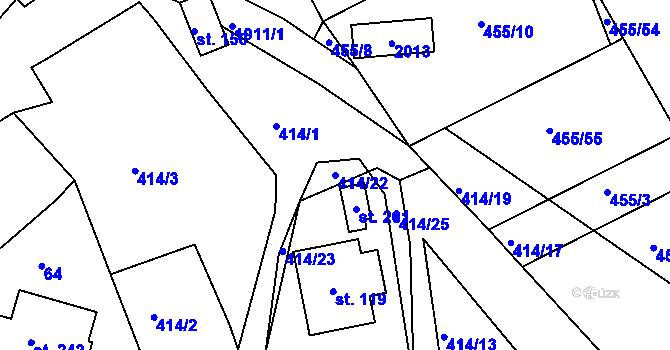 Parcela st. 414/22 v KÚ Kladná Žilín, Katastrální mapa