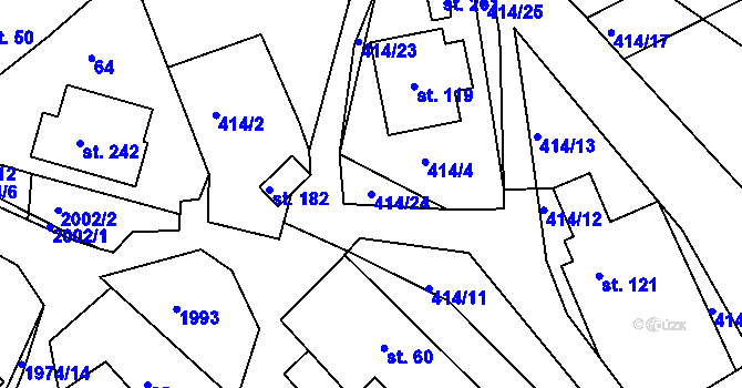 Parcela st. 414/24 v KÚ Kladná Žilín, Katastrální mapa