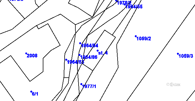 Parcela st. 4 v KÚ Kladná Žilín, Katastrální mapa
