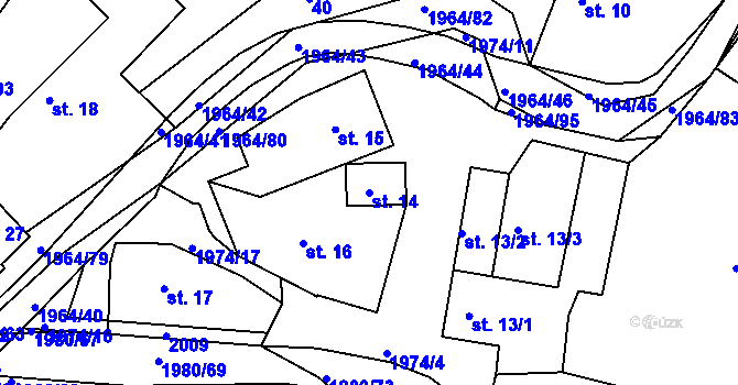 Parcela st. 14 v KÚ Kladná Žilín, Katastrální mapa