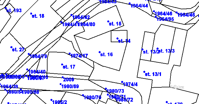 Parcela st. 16 v KÚ Kladná Žilín, Katastrální mapa
