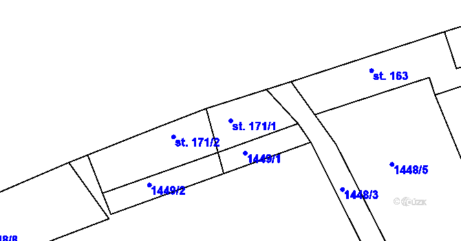 Parcela st. 171/1 v KÚ Kladná Žilín, Katastrální mapa