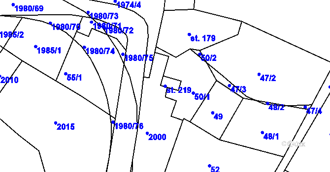 Parcela st. 219 v KÚ Kladná Žilín, Katastrální mapa