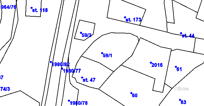 Parcela st. 59/1 v KÚ Kladná Žilín, Katastrální mapa