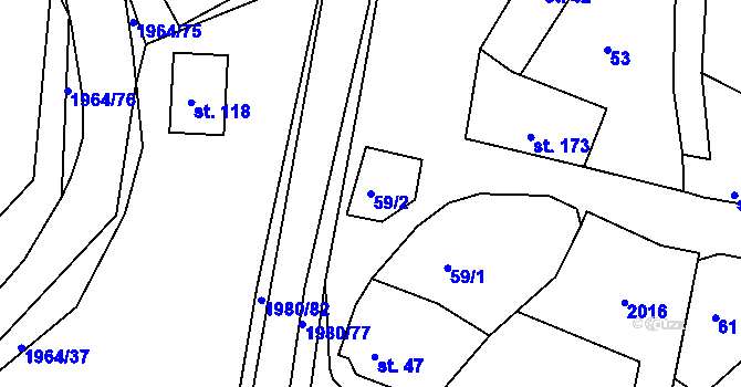 Parcela st. 59/2 v KÚ Kladná Žilín, Katastrální mapa