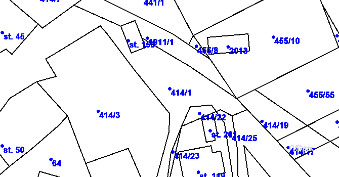 Parcela st. 414/1 v KÚ Kladná Žilín, Katastrální mapa