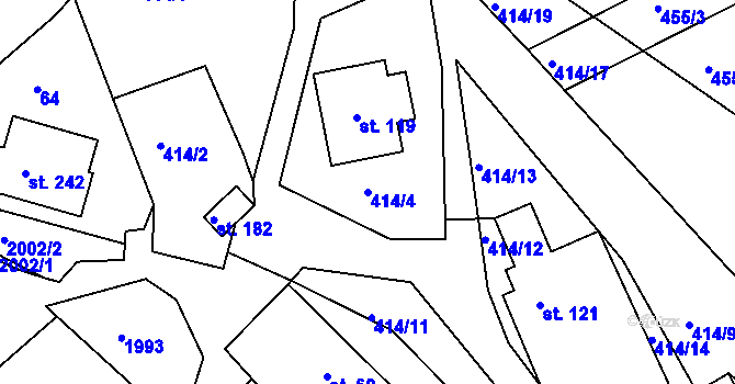 Parcela st. 414/4 v KÚ Kladná Žilín, Katastrální mapa